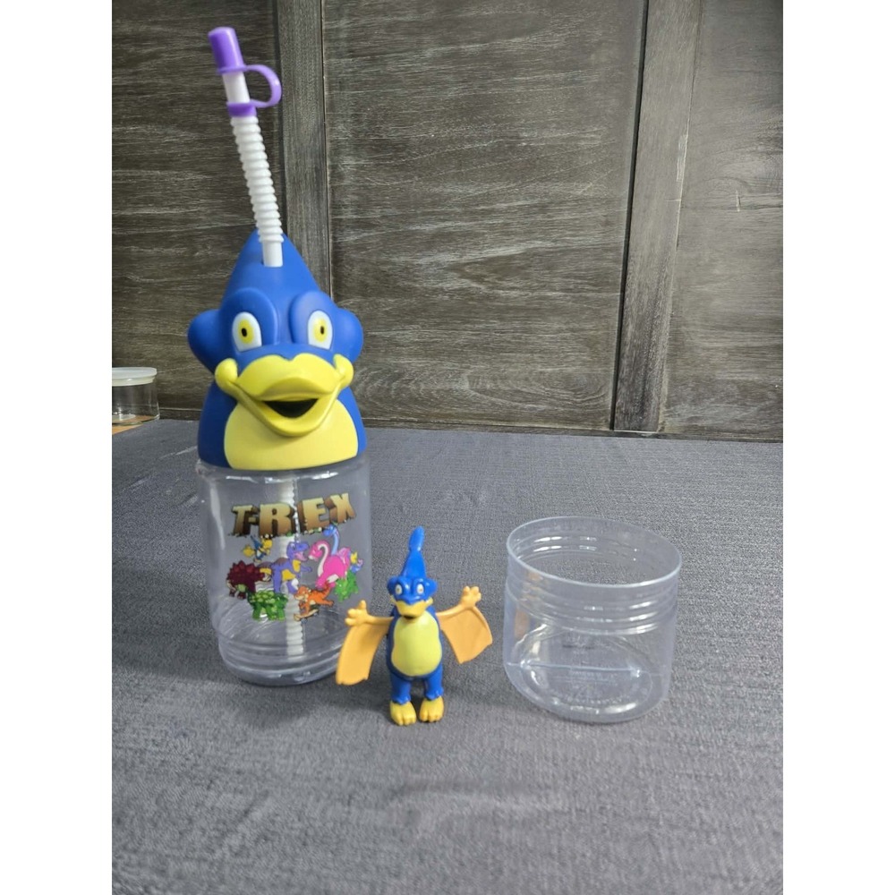Rainforest Cafe T-Rex Pterodactyl Souvenir Cup Figure Straw Complete Set - Picture 5 of 6